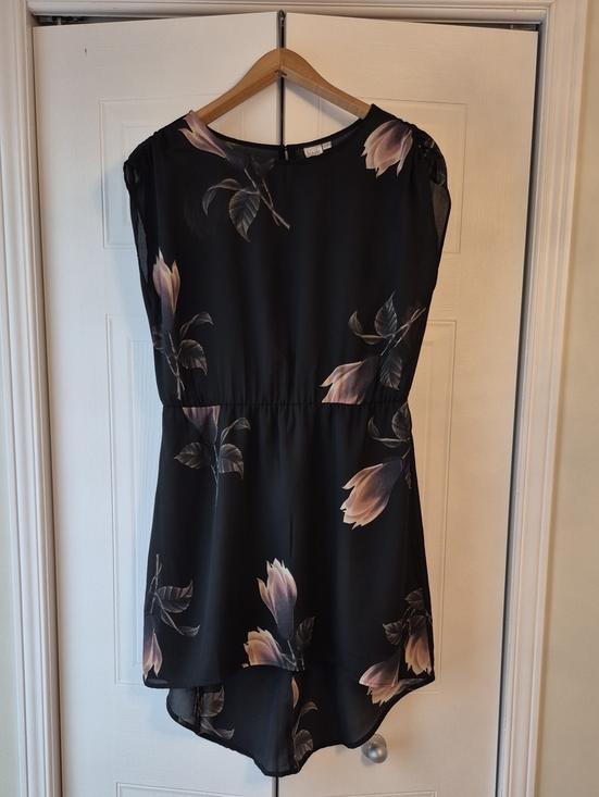 twik Dresses & Skirts - twik Black High-Low Dress with Soft Pink Floral Print